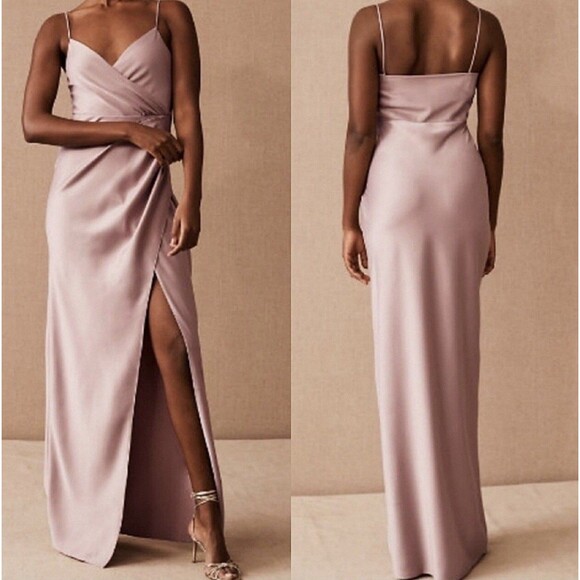 BHLDN ANTHROPOLOGIE SIZE 6 FREYA DRESS MAXI WRAP EFFECT DUSTY PINK - Picture 1 of 11